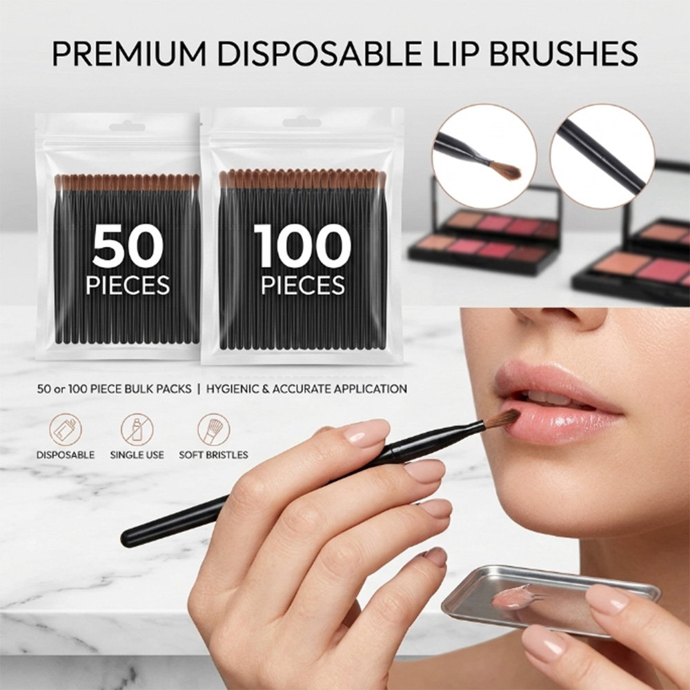 Beauty And Makeup - 50/100pcs Disposable Lip Brush Set Lipstick