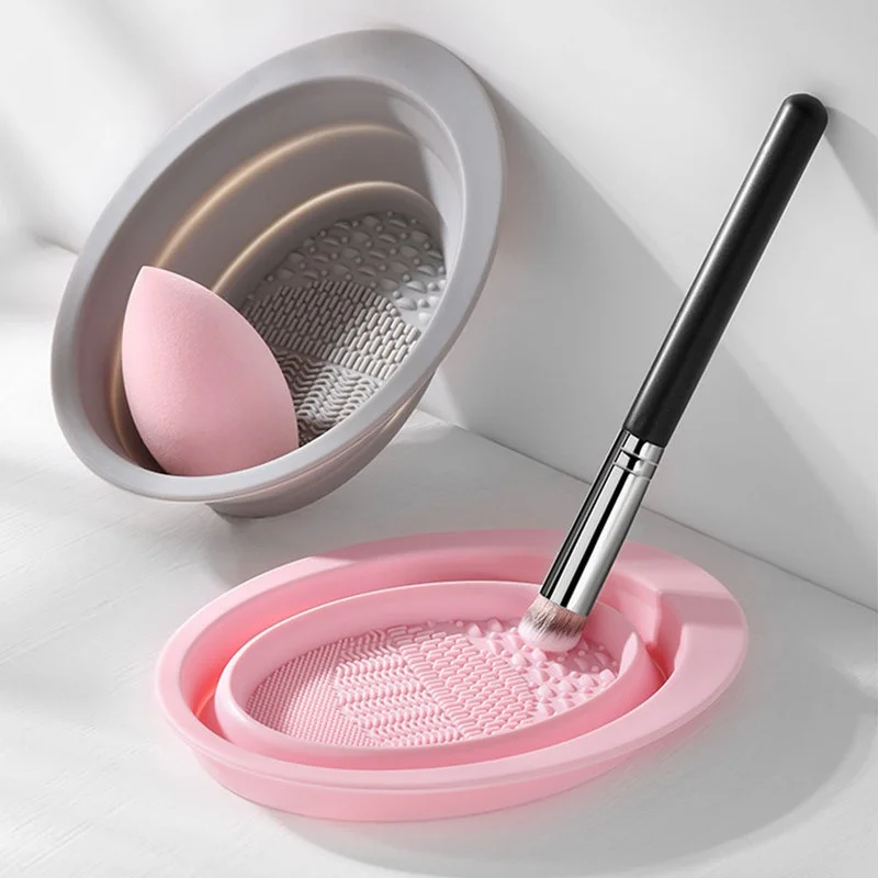 Makeup Brush Set - Foldable Silicone Makeup Brush Cleaner Bowl