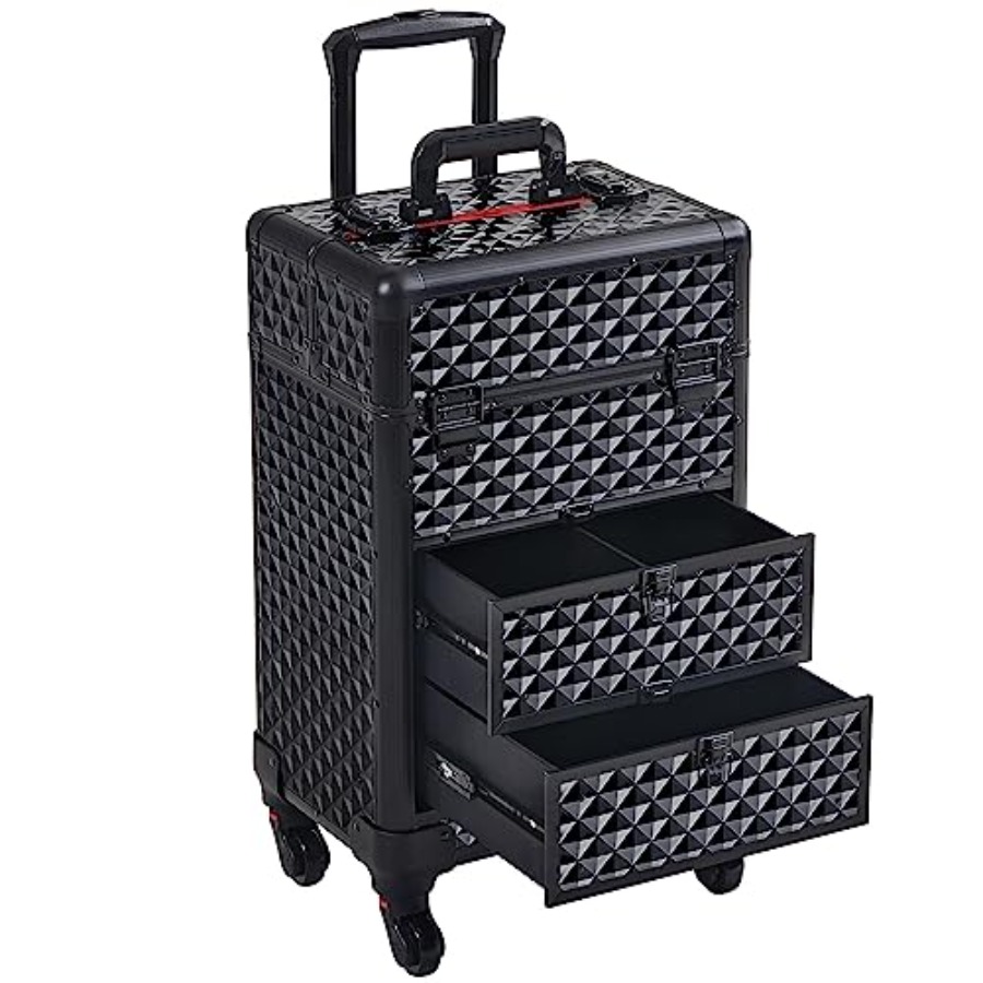 Beauty And Makeup - Rolling Makeup Train Case with Drawers