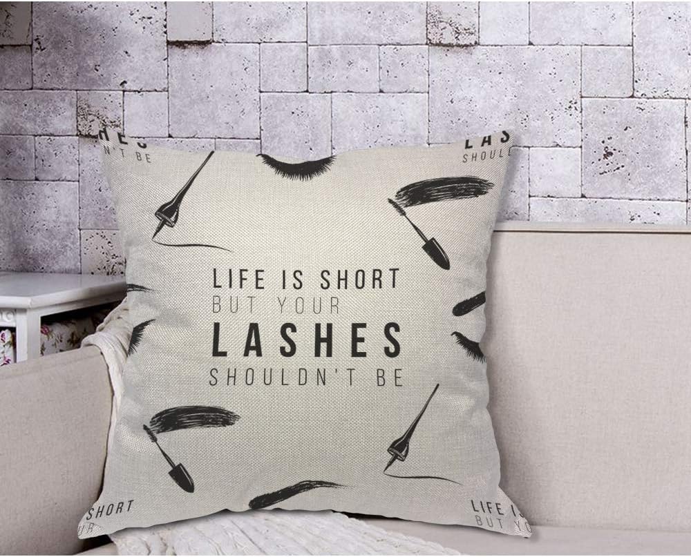 Funny Eyelash Quote Pillow Cov - đánh giá và giá Makeup Is Beauty Quotes