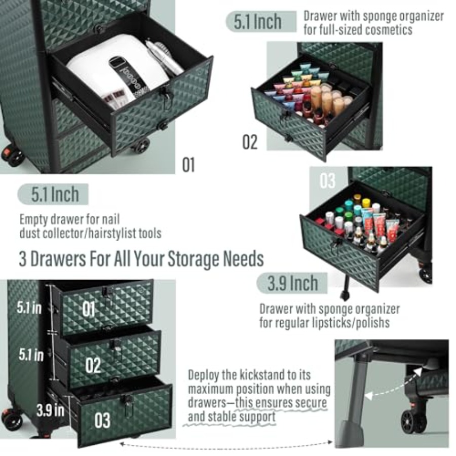 Nail Trolley Cart with 3 Drawe - đánh giá và giá Beauty And Makeup