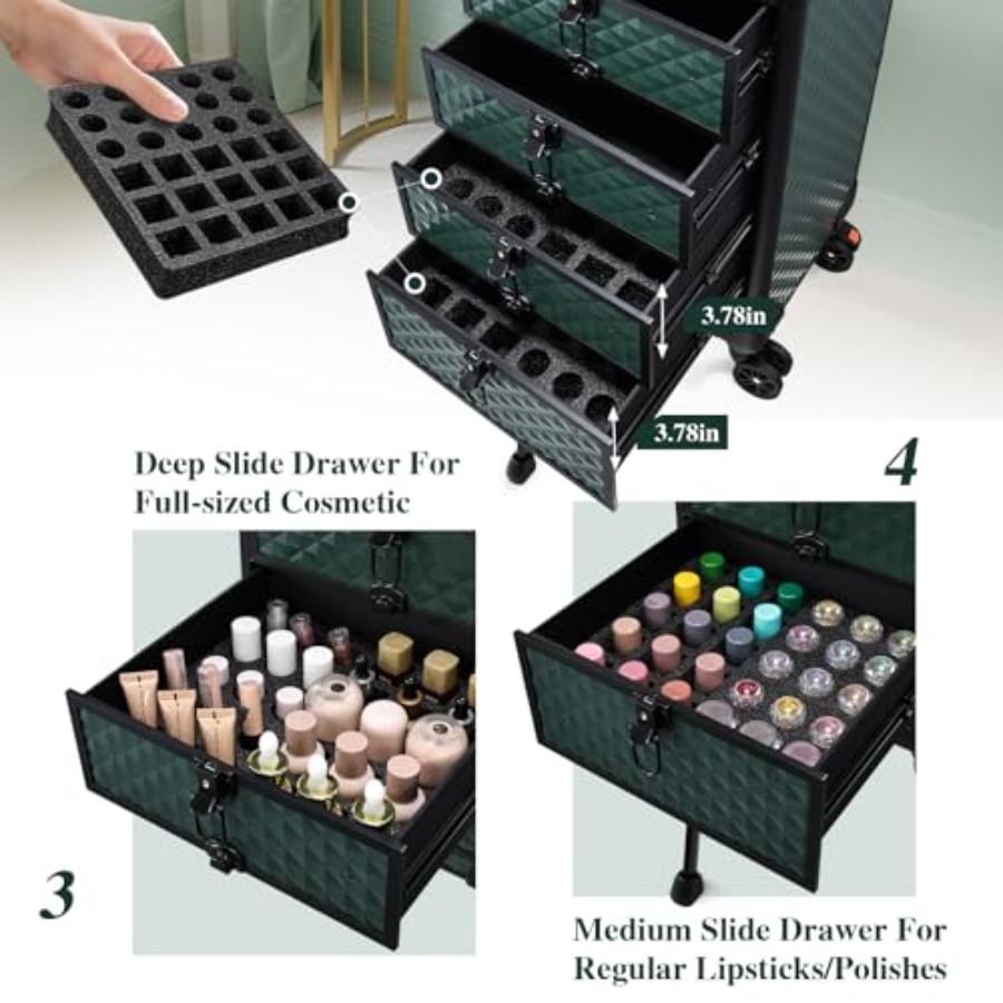 Nail Salon Cart with 4 Drawers - đánh giá và giá Beauty And Makeup