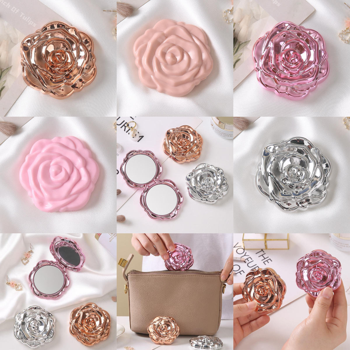 Portable Mini Mirror Retro Ros - đánh giá và giá Beauty Rose Makeup
