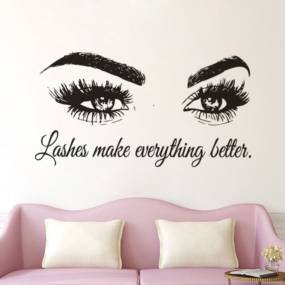 Eyelashes Vinyl Wall Decal Bea - đánh giá và giá Makeup Is Beauty Quotes