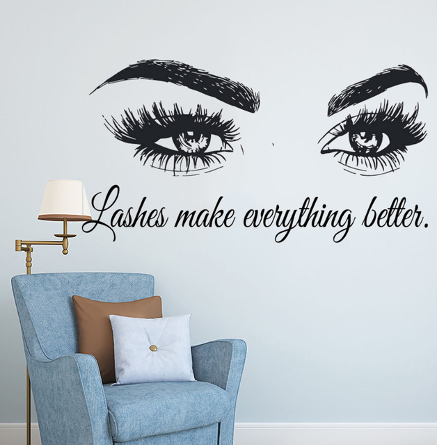 Eyelashes Vinyl Wall Decal Bea - đánh giá và giá Makeup Is Beauty Quotes