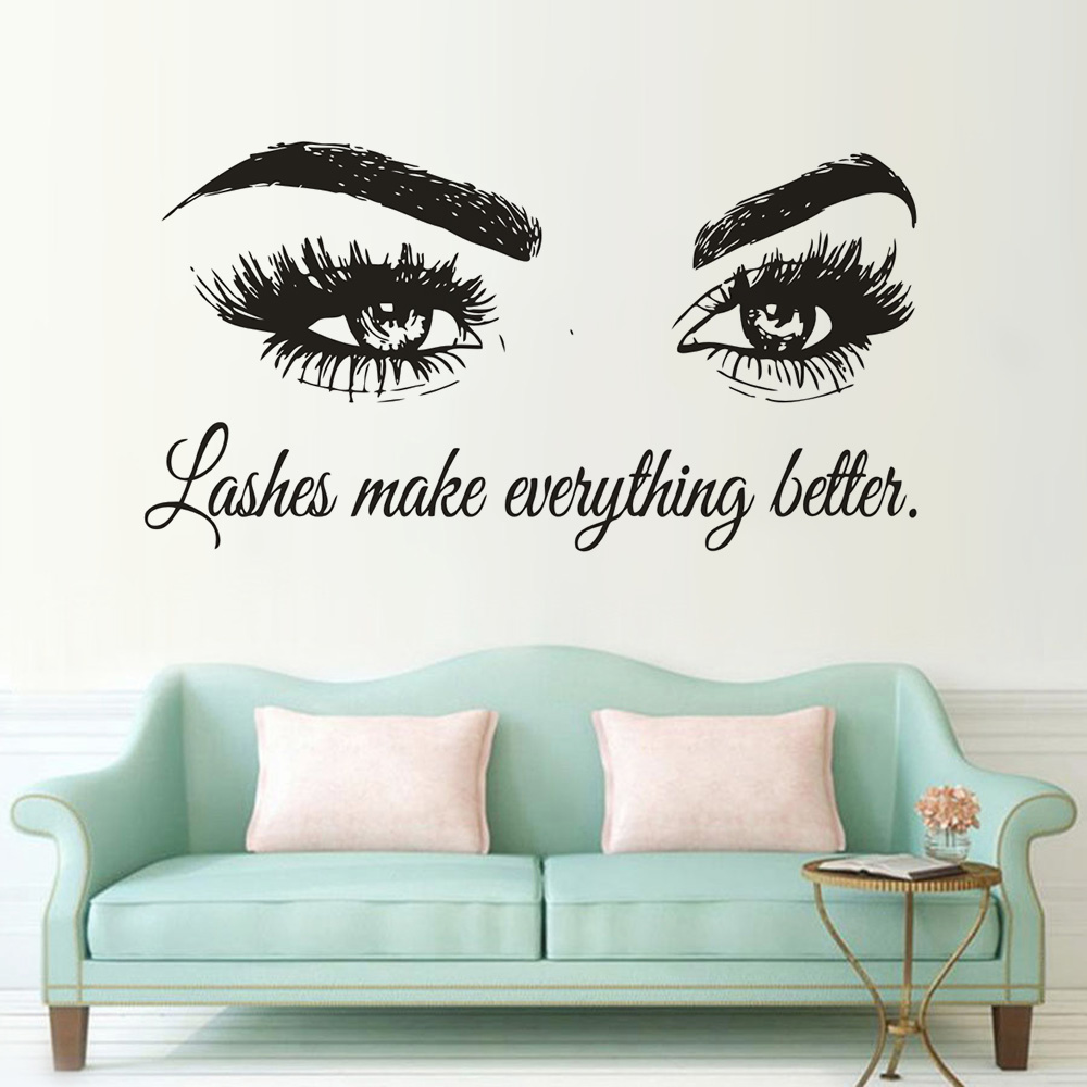 Eyelashes Vinyl Wall Decal Bea - đánh giá và giá Makeup Is Beauty Quotes