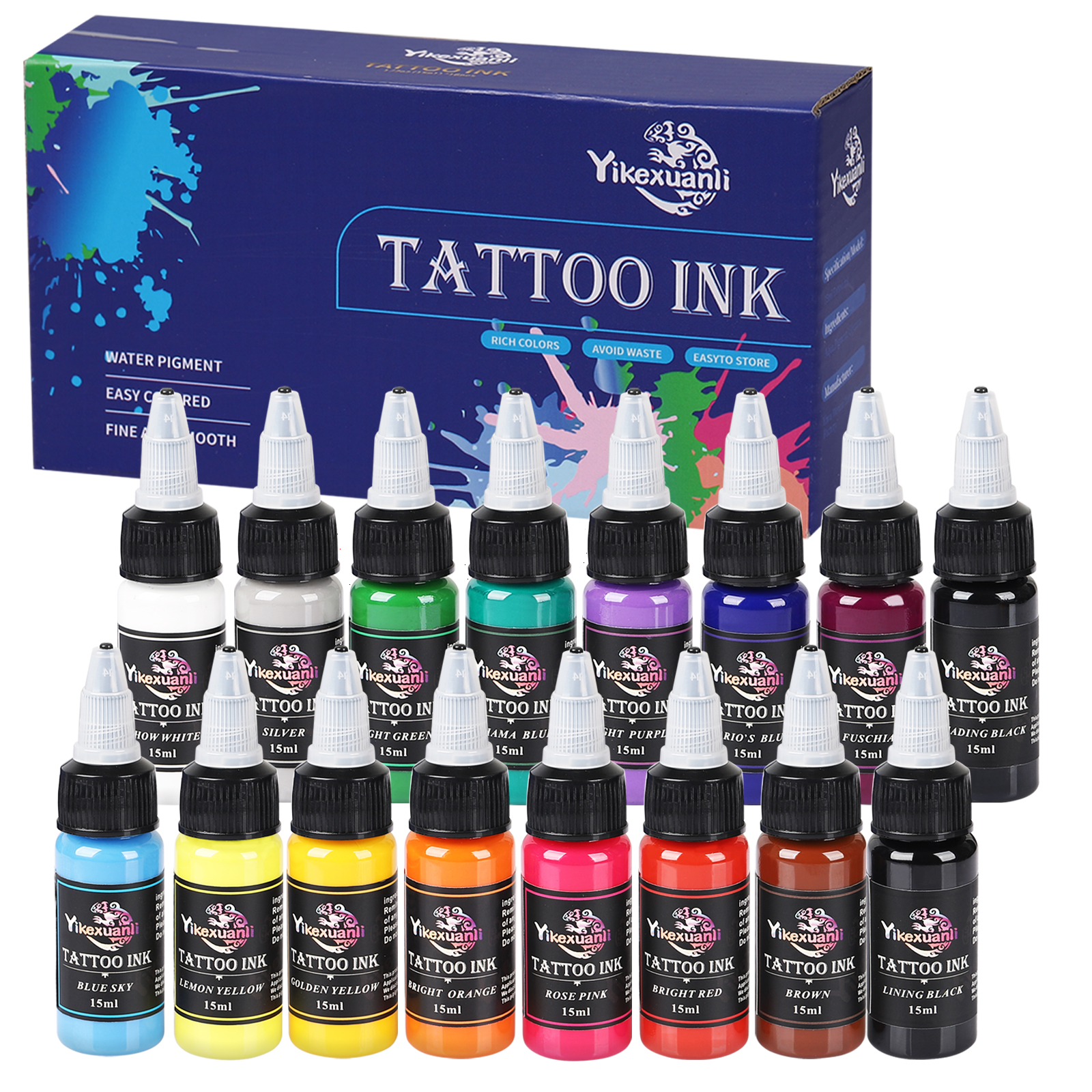 .51oz 16colors Tattoo Ink Pigm - đánh giá và giá Beauty Makeup Kit Box