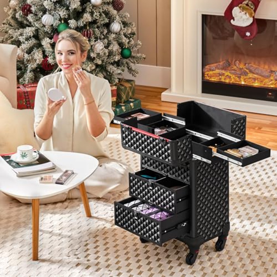Rolling Makeup Train Case with - đánh giá và giá Beauty And Makeup