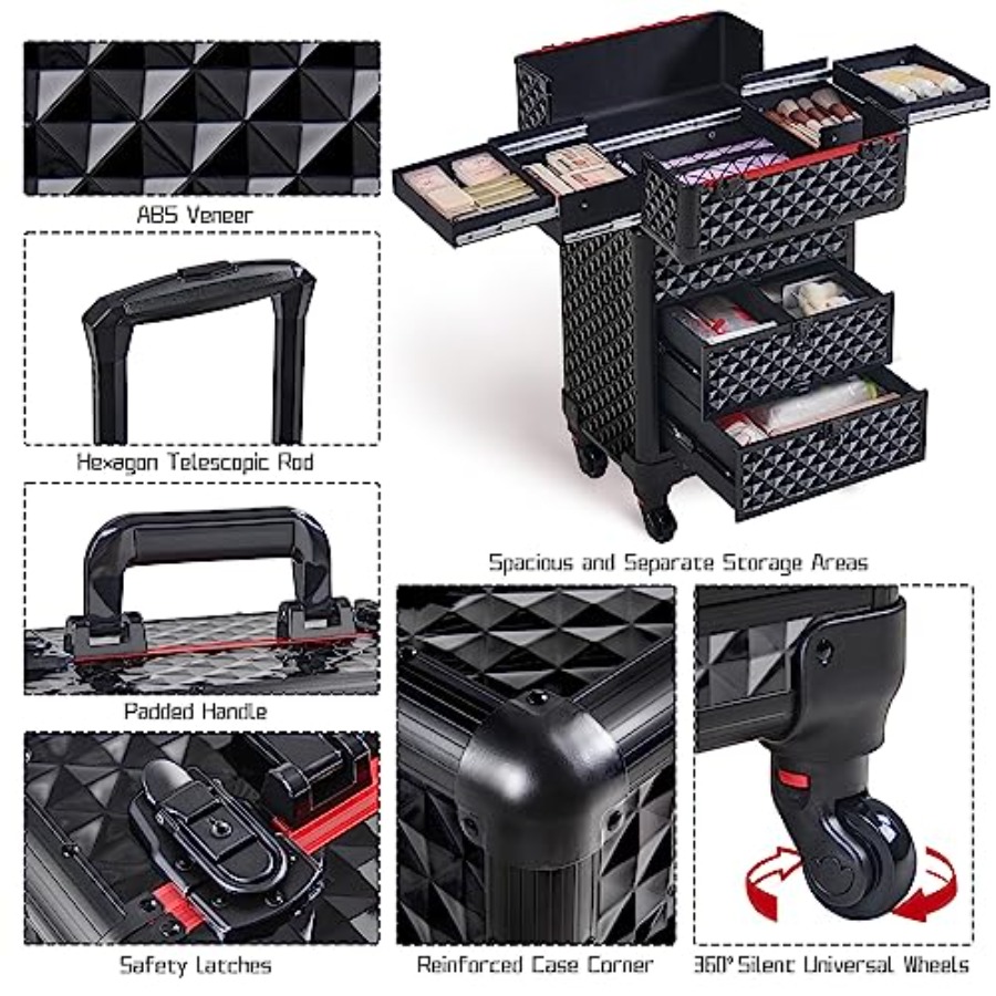 Rolling Makeup Train Case with - đánh giá và giá Beauty And Makeup