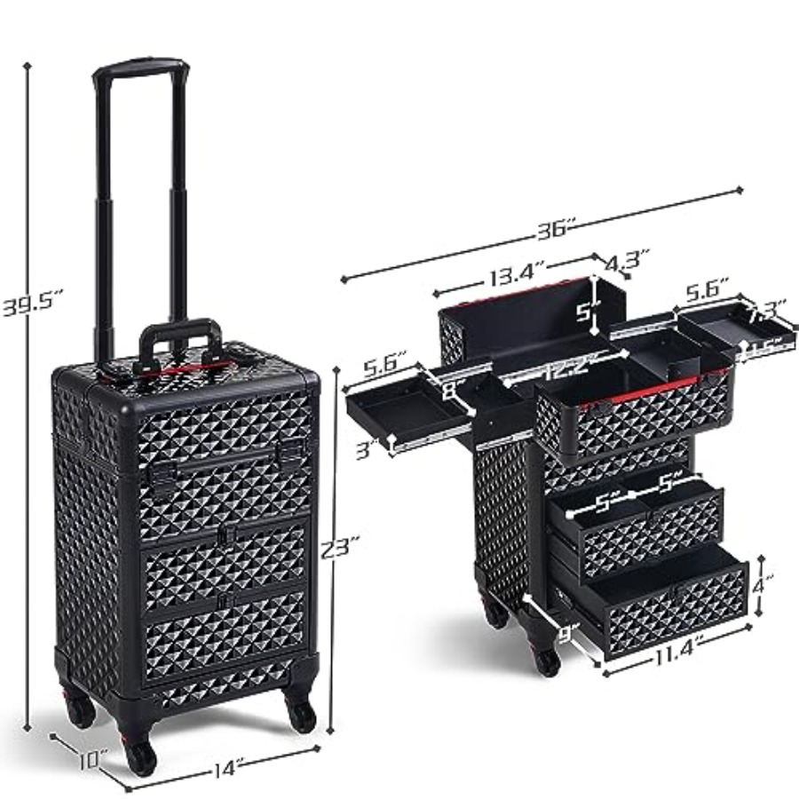 Rolling Makeup Train Case with - đánh giá và giá Beauty And Makeup