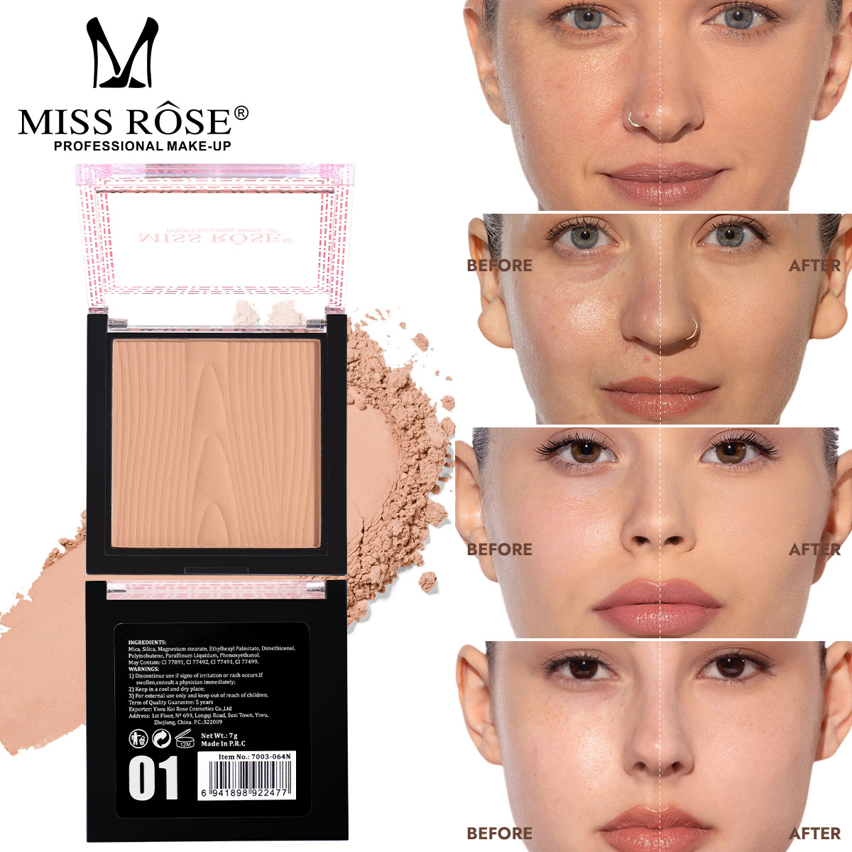MISS ROSE Square Setting Powde - đánh giá và giá Beauty Rose Makeup